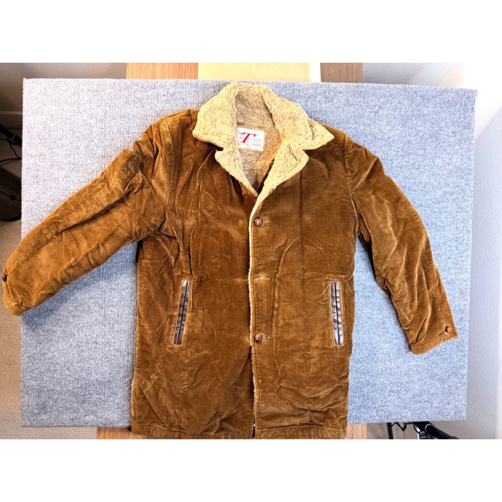 Vintage Martin of California Corduroy Jacket Mens XL Tan Faux Fur Lined Coat Y2K